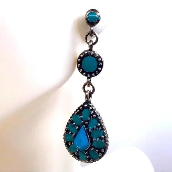 Vintage Laila Rowe Aquamarine Accent Dangle Drop Pierced Earrings - Picture 9 of 10